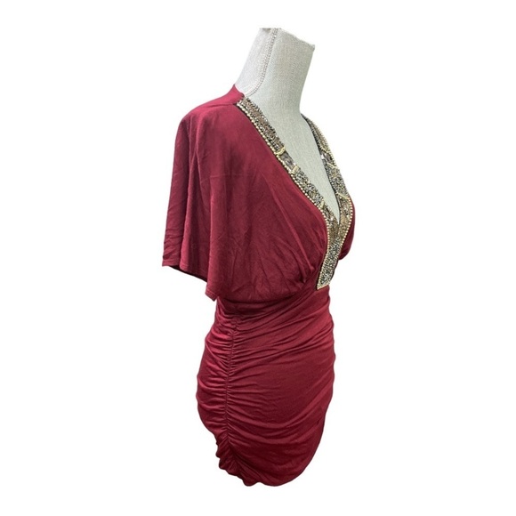Twenty One Maroon heavy beaded 
Sequin Medallion Party Dress
Y2k Size LG - Picture 2 of 12